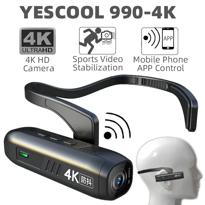 2025 4K HD Night Version Wireless Head Mounted Sport Wifi Action Live Streaming Camera Anti Shake Dual Button And App Control Wa
