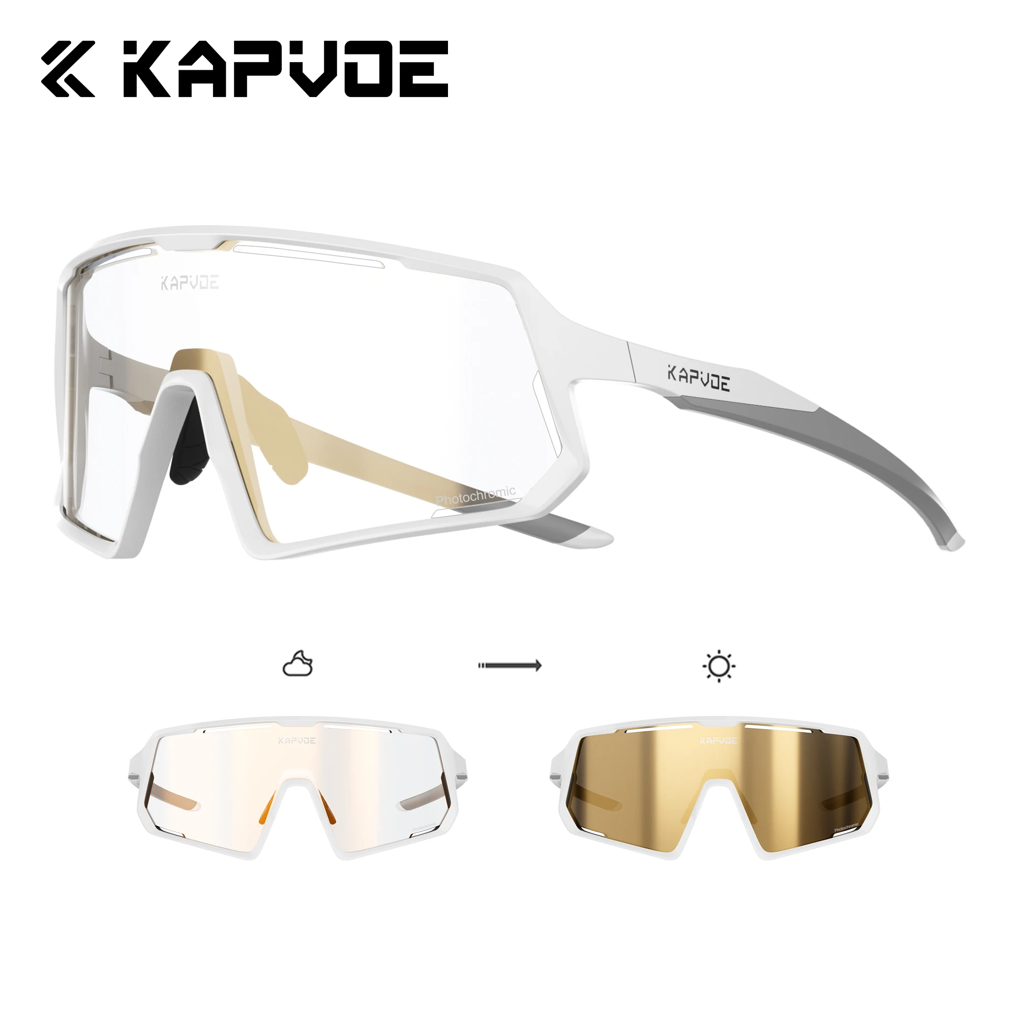Kapvoe Photochromic Sunglasses Cycling Glasses Lightweight Polarized Women Glasses MTB Sports Driving Running Red Hiking Goggles