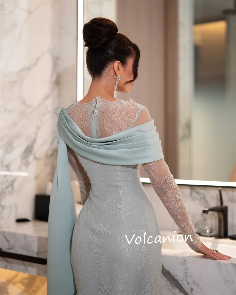 Abiti midi a collo alto con motivo a pieghe in jersey personalizzato Occasioni su misura Festa formale Moda elegante