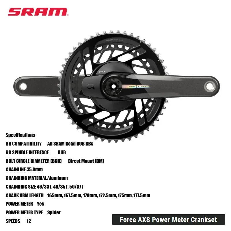 

Измеритель мощности SRAM Force AXS, кривошипный комплект BB, All SRAM Road DUB BBs DUB, 45 мм, CHAINLINE, 12 Скоростей