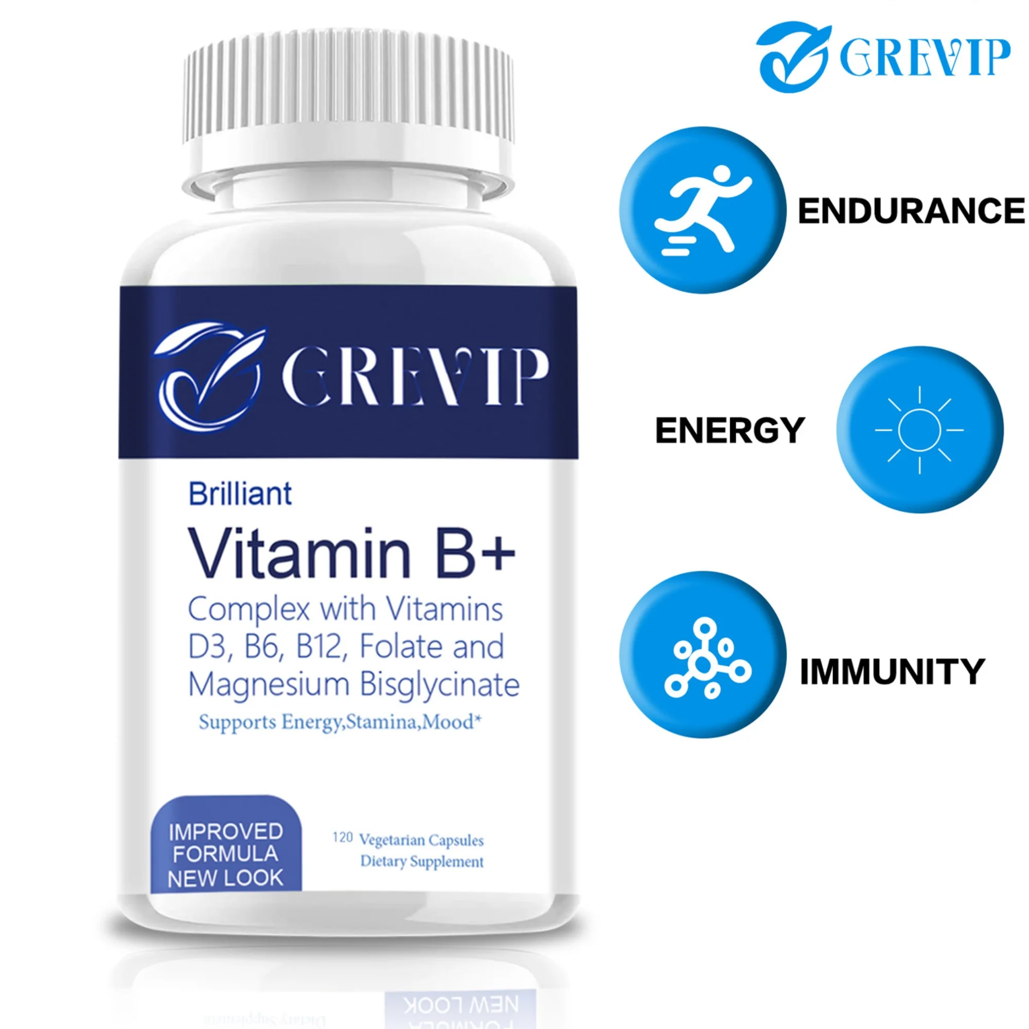 

Vitamin B Complex - Relieve Fatigue, Improve Digestion, Reduce Stress, Better Mood Support, Immune Supplement - 120 Capsules