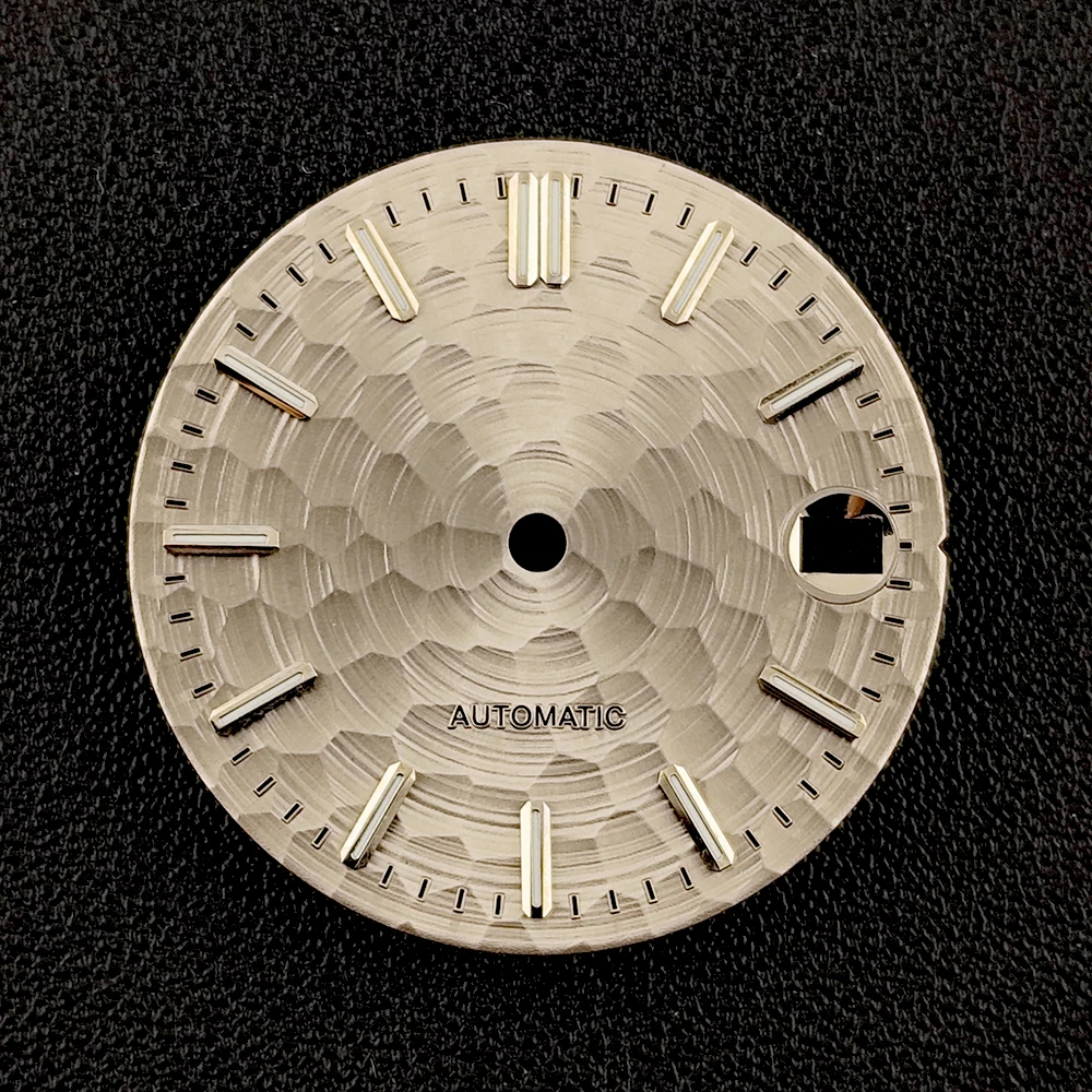 Мужские автоматические часы с циферблатом NH35, циферблат с индивидуальным логотипом, зеленый светящийся циферблат 28,5 мм, подходит для аксессуаров для часов с механизмом NH35