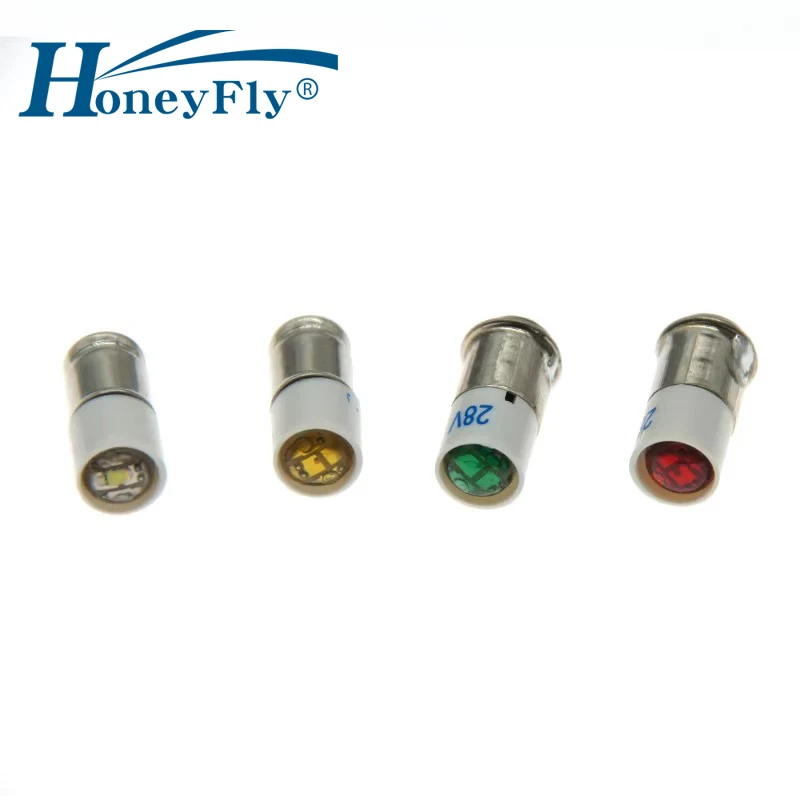 HoneyFly 5pcs LED Indicator Bulb MF6/MG6 28V 0.5W Yellow/White/Red/Green Mini Pilot Lamp for Marine Instruments Equipment