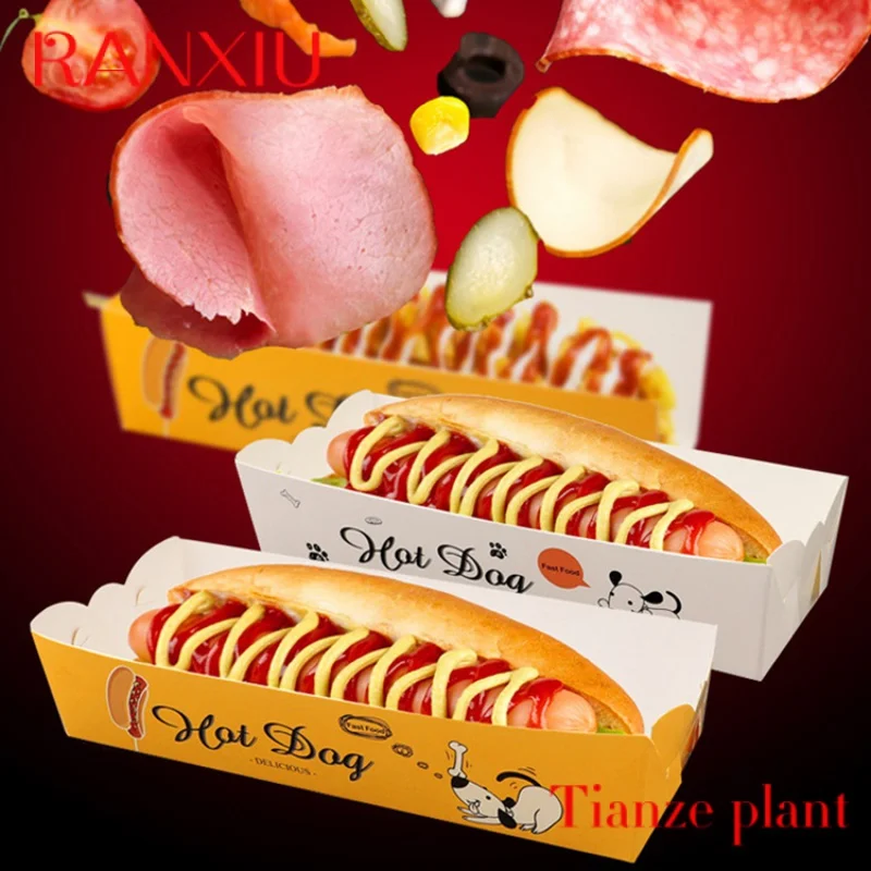 

Custom Take-away Cheese Hot Dog Sausage Paper Tray Disposable Food Box