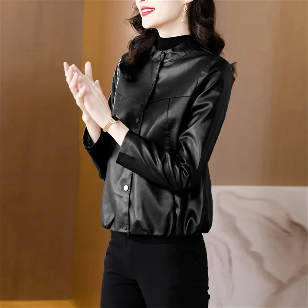 Women Jacket New in Coats New Thick Maillard Leather Jacket Ladies Short Spring and Autumn Fashion Loose Leather Jacket Woman