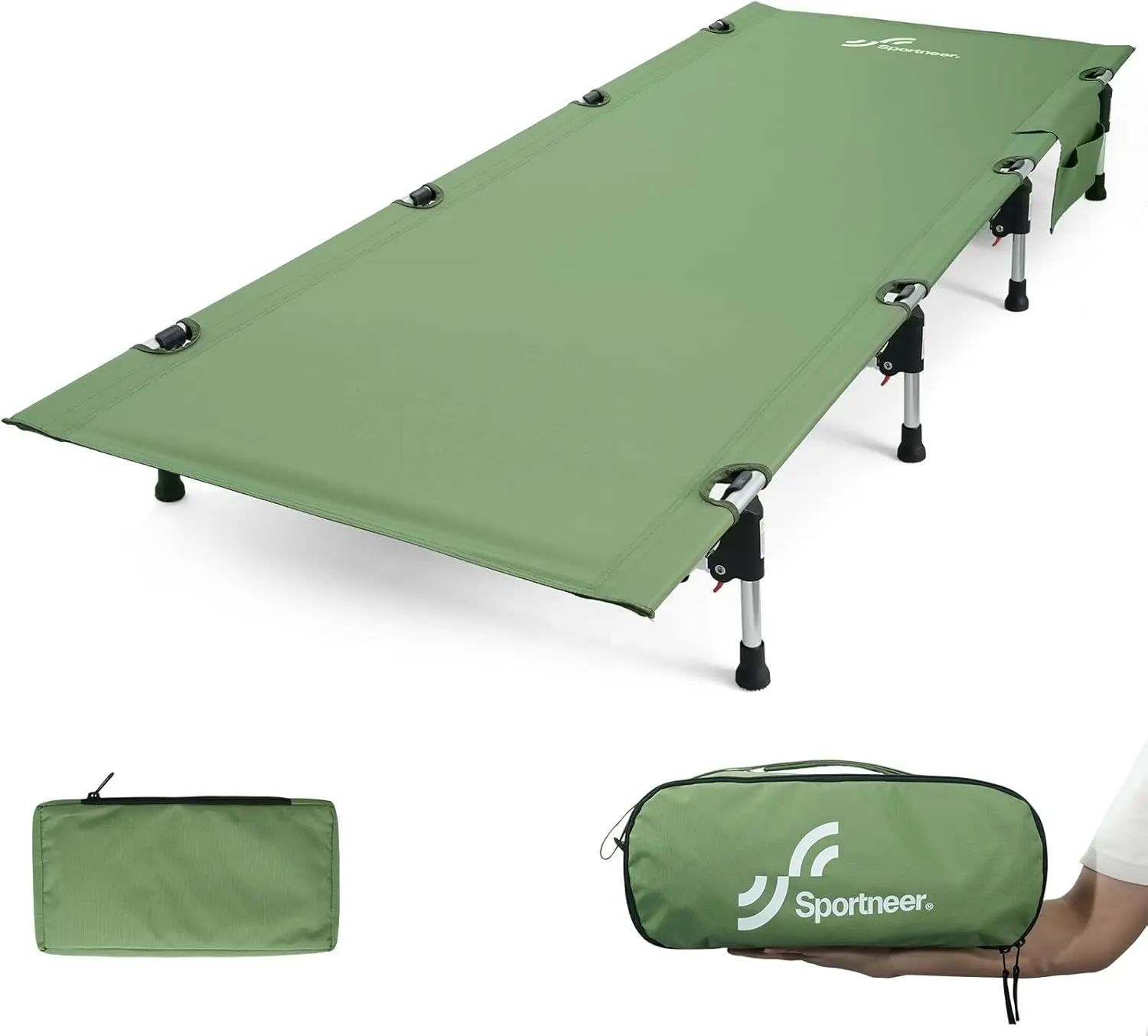 Sportneer Camping Cot, Folding Cots Lever Lock Portable Lightweight Sleeping Camping Bed For Adults Outdoor Travel Backpacking