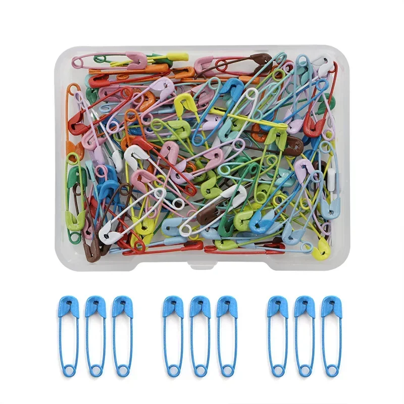 120pcs/box Safety Pins Mixed Color Steel Safety Pins Multi-purpose Pins DIY Apparel Sewing Supplies