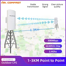 COMFAST 300Mbps Outdoor 3KM Long Range Wireless Bridge 2.4G CPE Wi-Fi Ethernet Extender Access Point RJ45 LAN/WAN WiFi Router