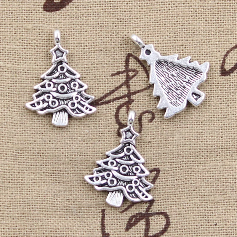 15pcs Charms Christmas Tree 24x17mm Antique Silver Color Pendants DIY Necklace Crafts Making Findings Handmade Tibetan Jewelry