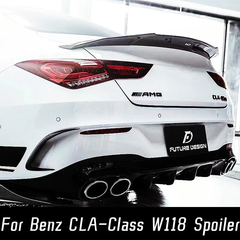 Carbon Fibe Rear Trunk Lid Car Spoiler Wings Boot Lip Ducktail For 2019 20 21 Mercedes Benz CLA Class W118 CLA250 CLA200 CLA220