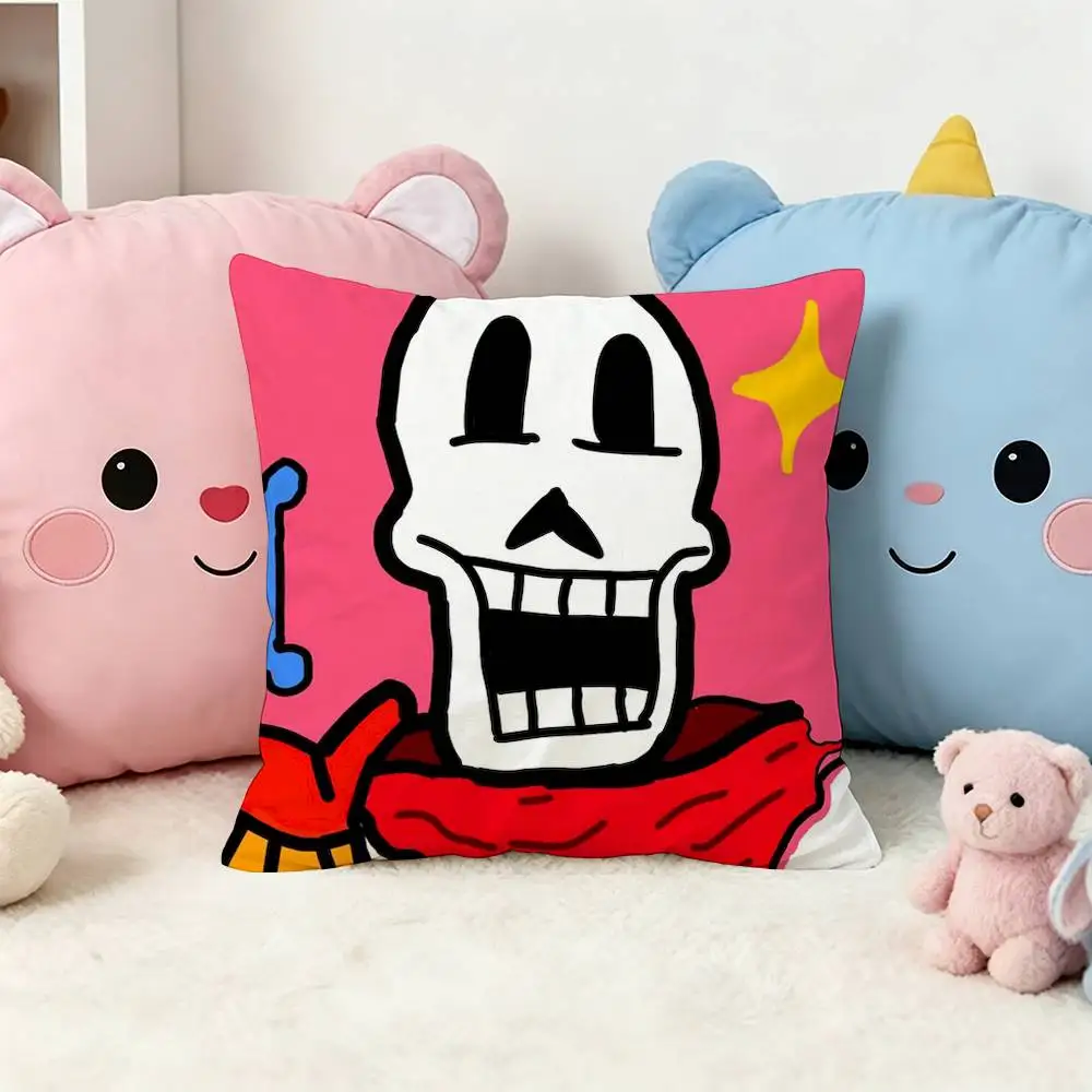 U-Undertale Papyrus Reflective Double-Sided Printed Cushion Cover Bedroom Bedside Sofa Pillow Case