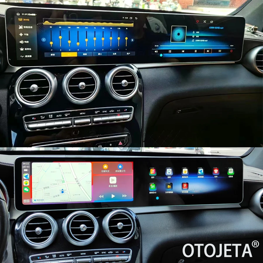 Tela dupla interativa do andróide para o Benz, rádio do carro, Navi, GPS, Carplay, C, GLC, NTG 5.0, 5.5, 6.0, 2016-2022, 12.3 + 12.3 Polegada, atualizado