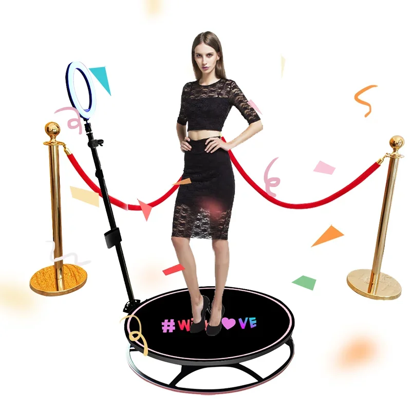 360 Selfie Photo Booth Machine rotating selfie platform automatic slow spinning kiosk video machine 360 photo booth for party