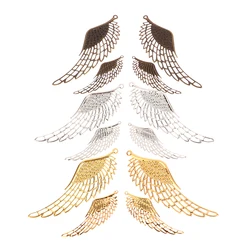 10Pc S/L Gold Color/Silver/Bronze Filigree Wraps Angel Wings Pendant Metal Crafts For DIY Headwear Jewelry Making Accessories