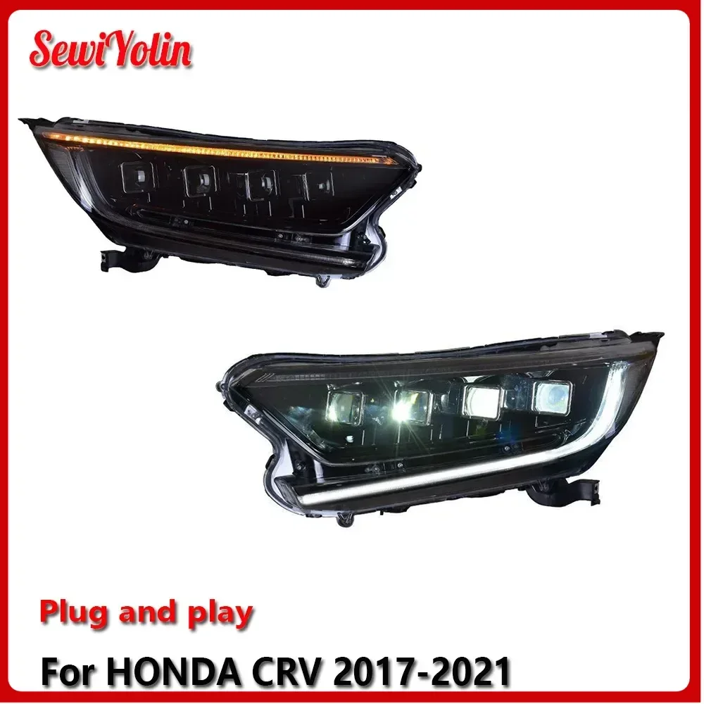 

Автомобильные светодиодные фары в сборе для HONDA CRV 2017-2021, авто противотуманные фары DRL, стоп-сигнал поворота, лампа Plug and Play