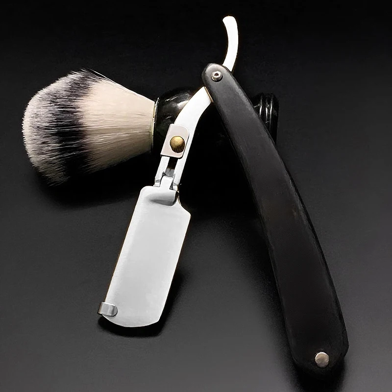 3-цветное лезвие с деревянной ручкой, бритвы для бритья, профессиональная парикмахерская бритва для бровей, мужская бритва со сменным лезвием для бритья для мужчин