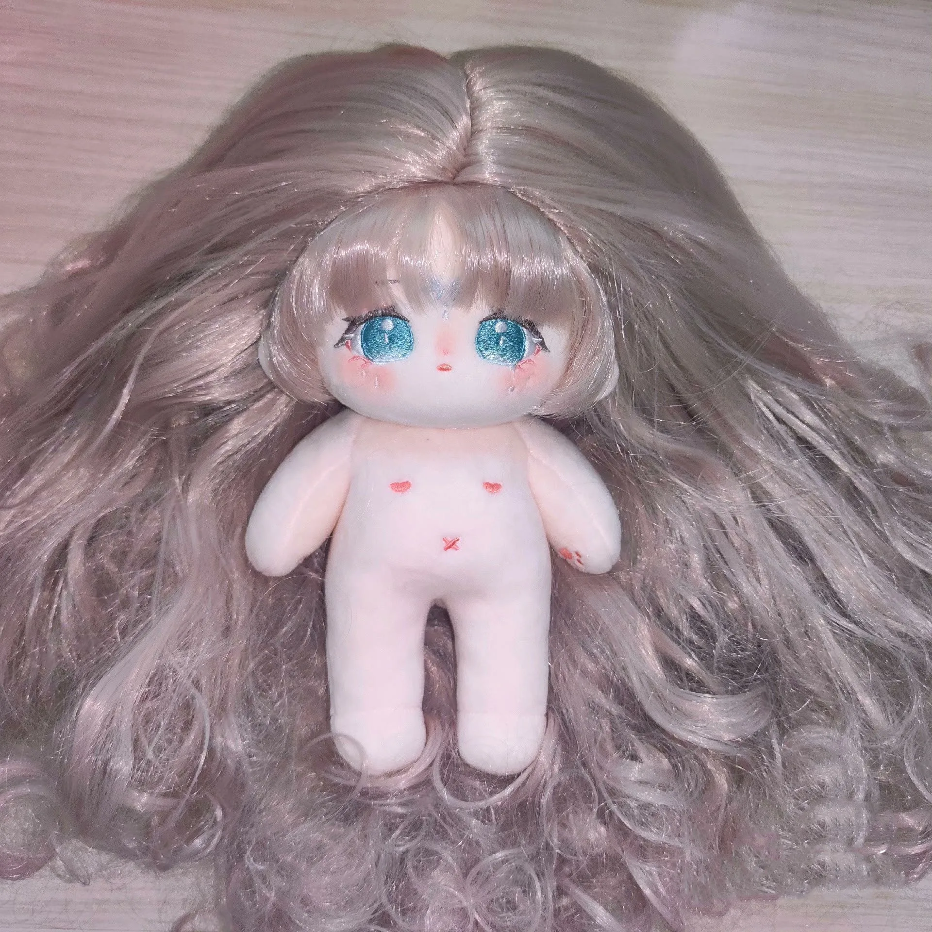 Anime Sur Mermaid Princess Long Hair Wig Pink Monster Stuffed 20cm Plushie Cotton Cute Plush Pillow Doll  Body Toy For Kids Gift