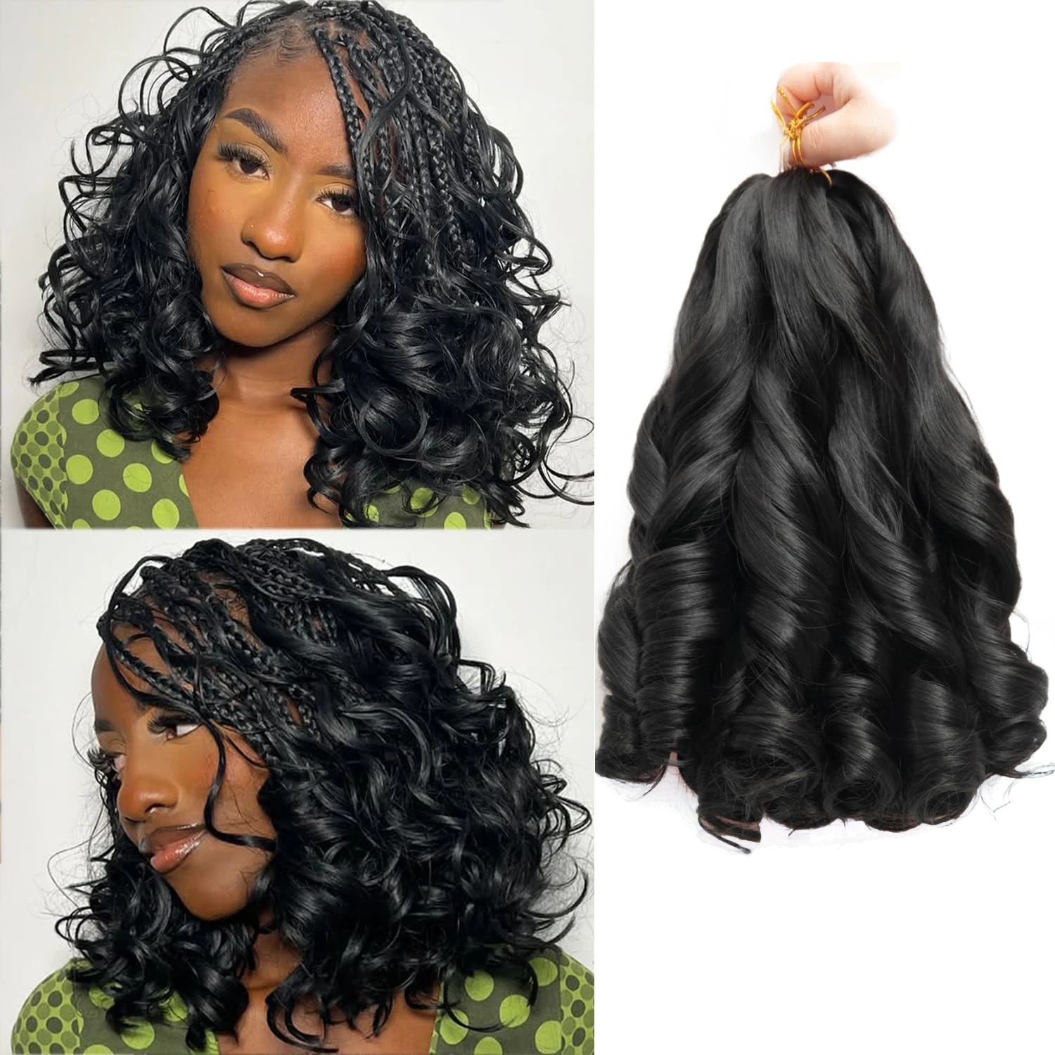 French Curly Braiding Hair,12/16/18/22/24 Inch Loose Wavy Bouncy French Curl Braiding Hair Extensions Synthetic Croch