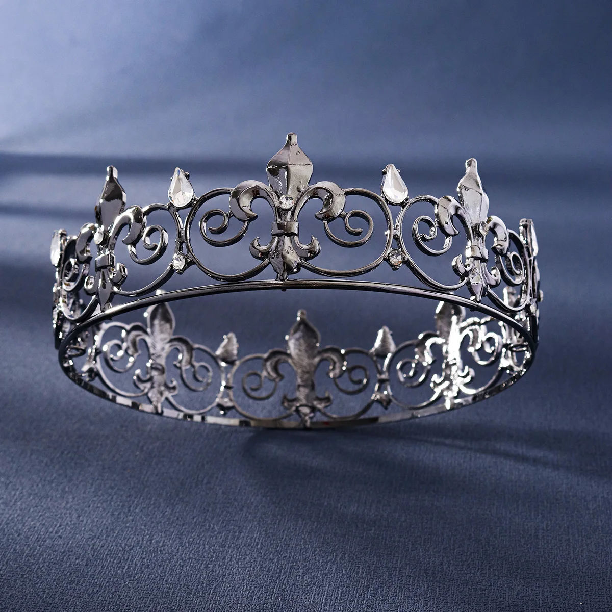 Mode Legierung Luxus Strass männer Krone Vintage Stil Exquisite Kopfschmuck Haar Zubehör Festliche Hochzeit Tiara – Detail 14