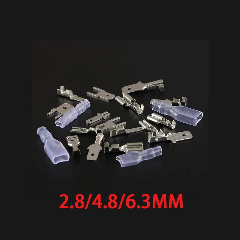  20Pcs/50pcs 2.8mm 4.8mm 6.3mm Insulated Spade Wire Connectors Female & Male Crimp Terminal Set Electrical Cable Crimp Terminal