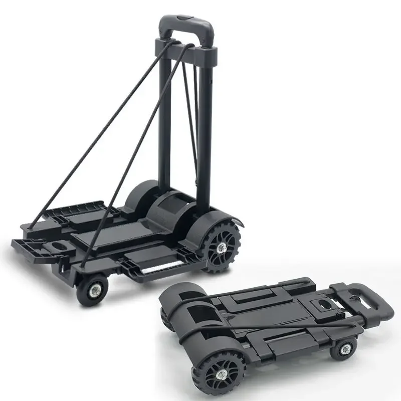 Mini Folding Transport Trolley, Durable Iron Rod, Solid Rubber Wheels, Portable, Home, Outdoor Use, Pull Cart