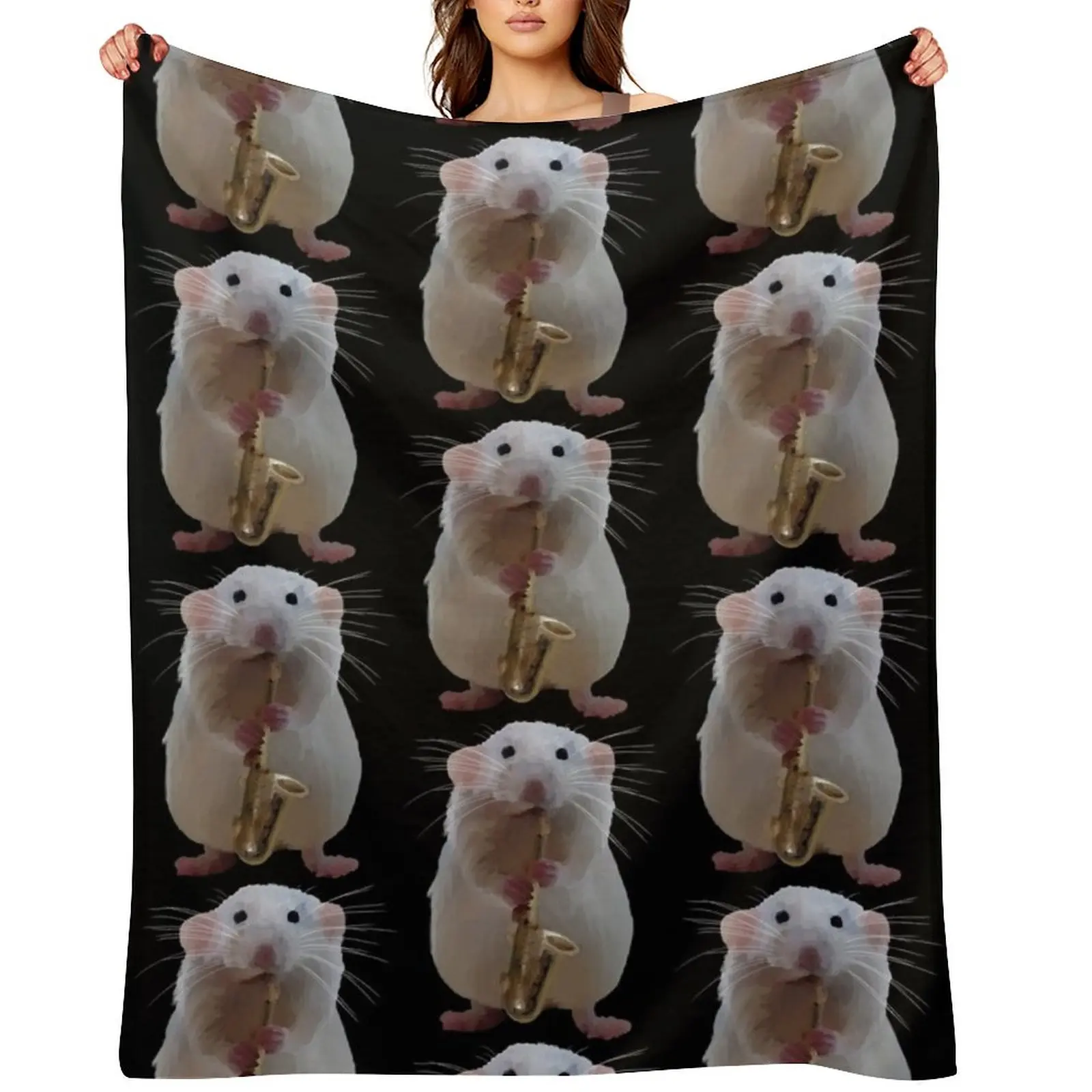 

Rat playing the Saxophone Throw Blanket Bed linens Kid'S Polar for babies Blankets