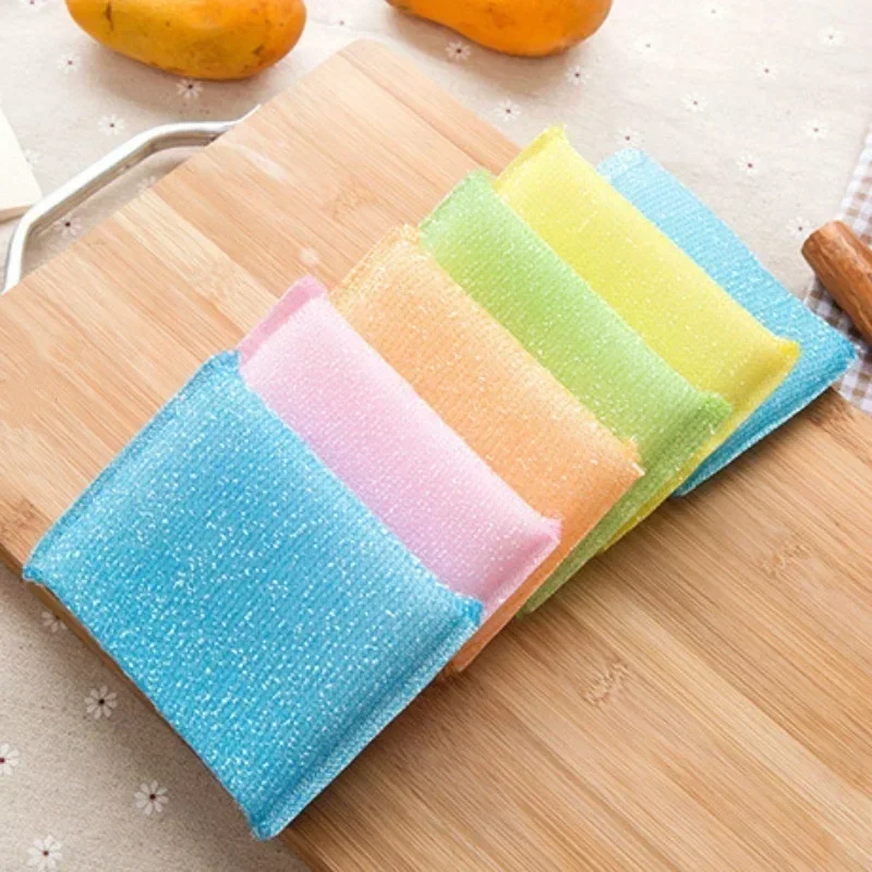 1PCS Sponge Scouring Pad Rag Cleaning Brush Super Decontamination Housework Dishwashing Brush Pot Cloth Random