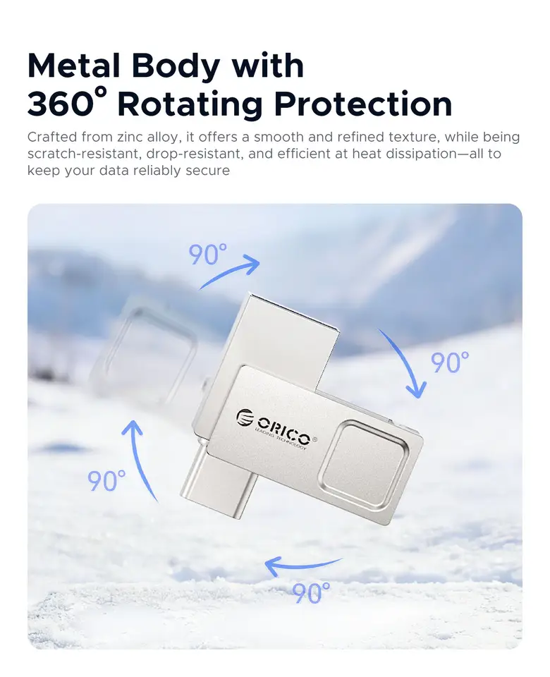 ORICO USB3.2 ميني 2 في 1 محرك أقراص فلاش مزدوج USB C محرك أقراص OTG عصا ذاكرة مزدوجة لـ MacBook Android Car 256GB 128GB 32GB 64GB - 4