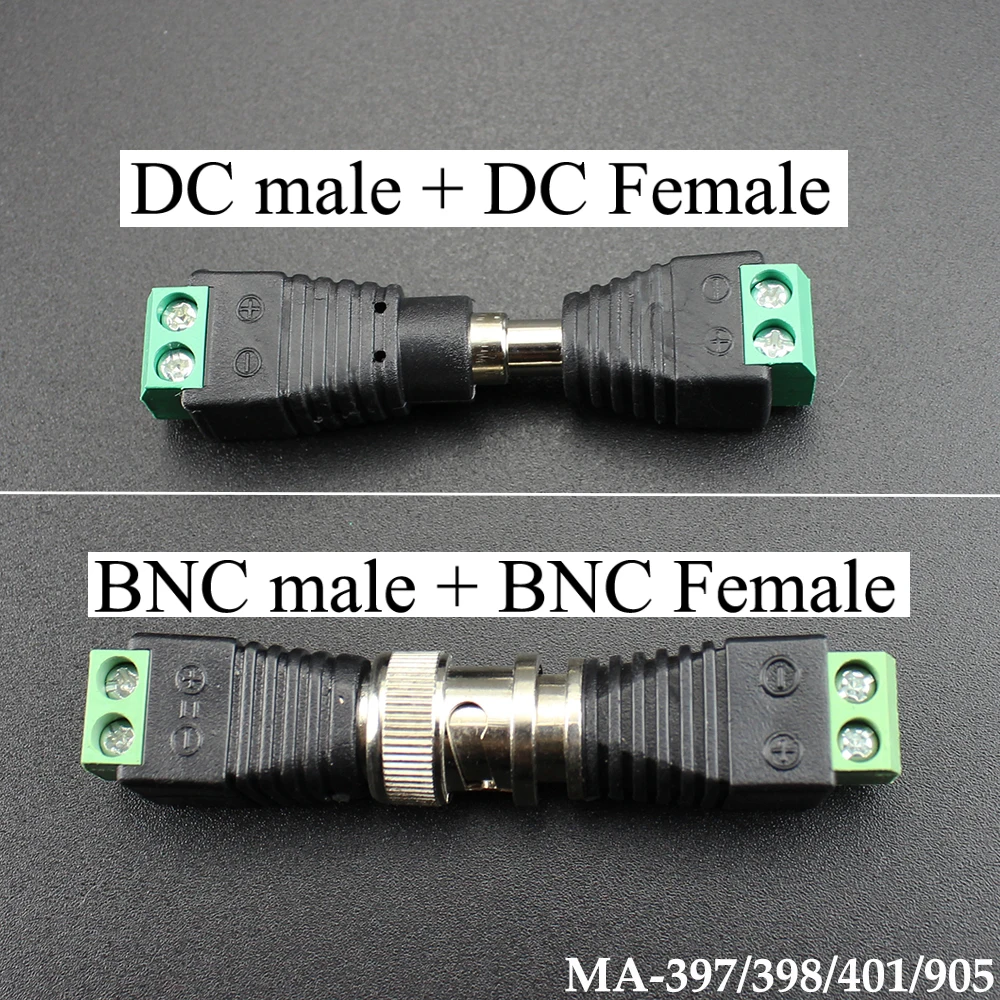 2/5/10pcs 12V DC BNC Male Female Connector Coax CAT5 Video Balun Adapter Plug for Led Strip Lights CCTV Camera Accessories