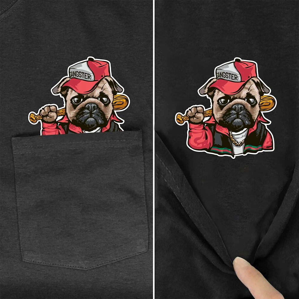 CLOOCL Đen Áo Thun Cotton Thời Trang Thương Hiệu Thủy Thủ Chó Pug In Hình Túi Áo Hip Hop Tee Ngắn Tay Mùa Hè Người Phụ Nữ Áo Phông