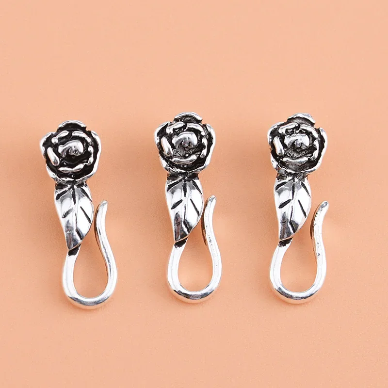 5pcs 925 sterling silver Thai silver S buckle accessories flower buttons handmade DIY bracelet necklace accessories