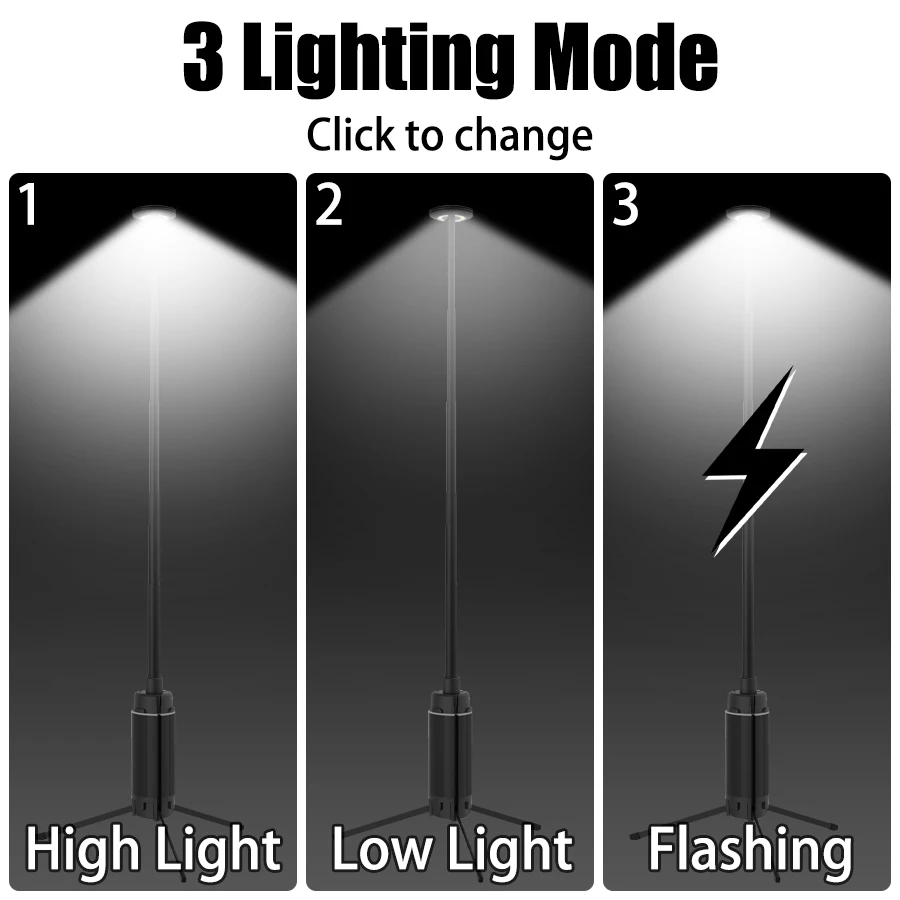Telescopic Portable Camping Lantern,Powerful Rechargeable LED Outdoor Flashlight,180° Rotation, With Tripod,Outdoor Fishing