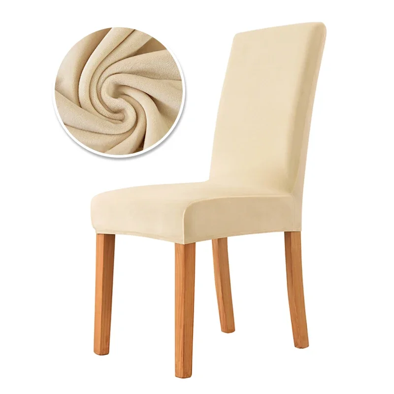 1Pc Velvet Dining Chair Cover Stretch Chair Covers Elastic Non Slip Seat Slipcovers for Living Room Kitchen Office Wedding
