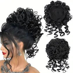 Women's Synthetic Bun Black Brown messy curly bun hair accessories