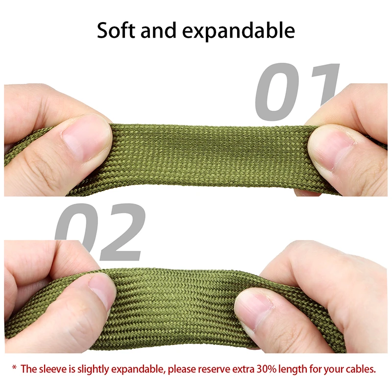 Cable Sleeve 2.5mm ~ 60mm Nylon Braided High Density Insulated Gland Protection Expandable Sheath Polyamide Wire Wrap