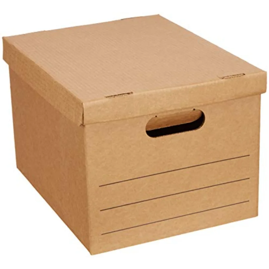 

Moving and Storage Boxes with Handles and Lift-Off Lids File Storage Collapsible 15x10x12 in Brown 20-Pack