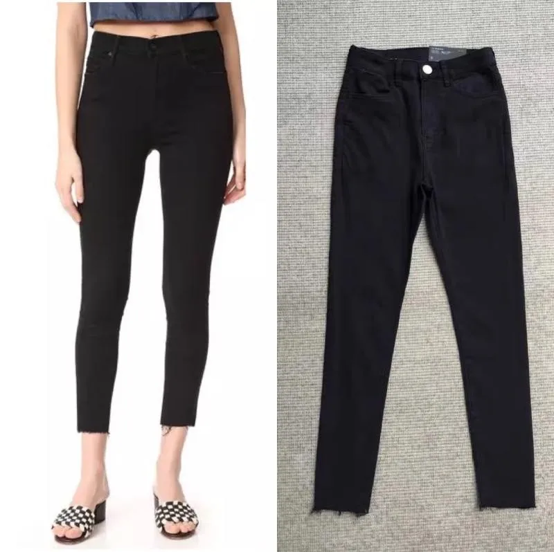 

Черные джинсы с высокой талией, облегающие, эластичные, тонкие, летние, из денима, женские, модные, повседневные, с высокой эластичностью