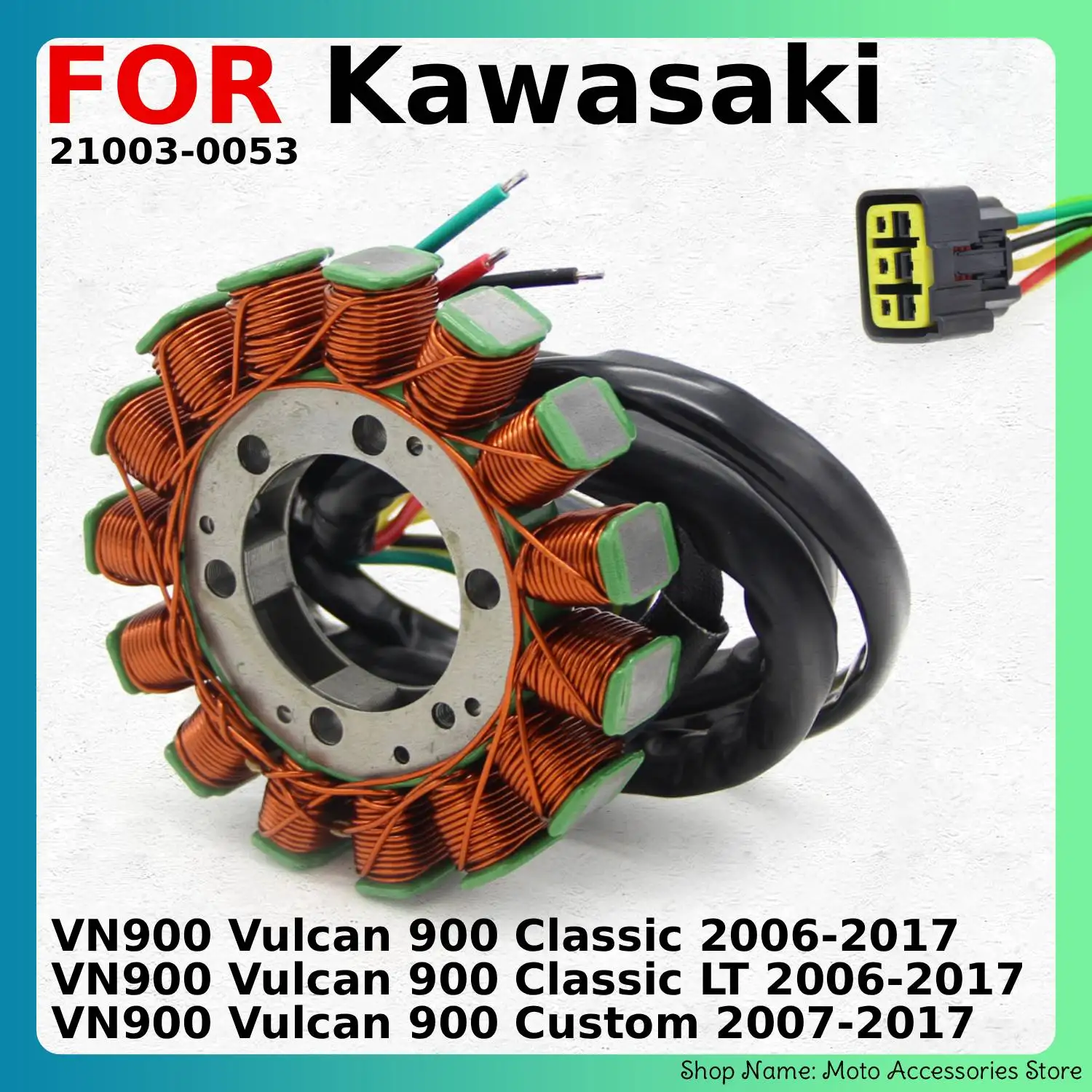 Magneto Stator Coil for Kawasaki VN900 Vulcan 900 Classic LT Custom 2006-2017 Engine Replacement Parts Accessories 21003-0053