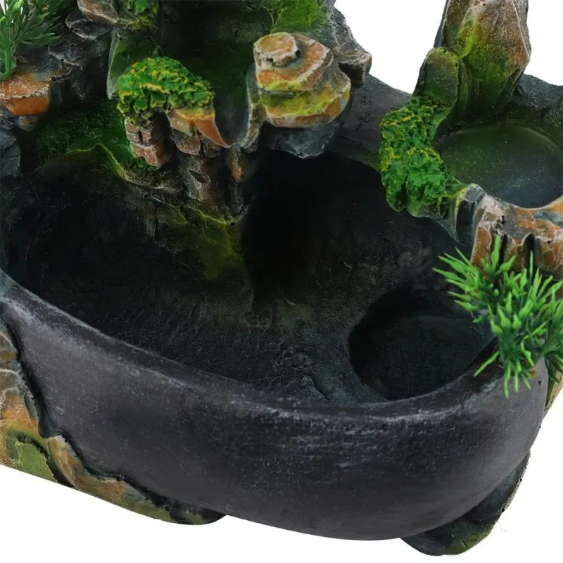 Resin Rockery Waterfall Fountain With LED Light And Humidifier For Zen Meditation Home Office Desk Decor All Season Ornament
