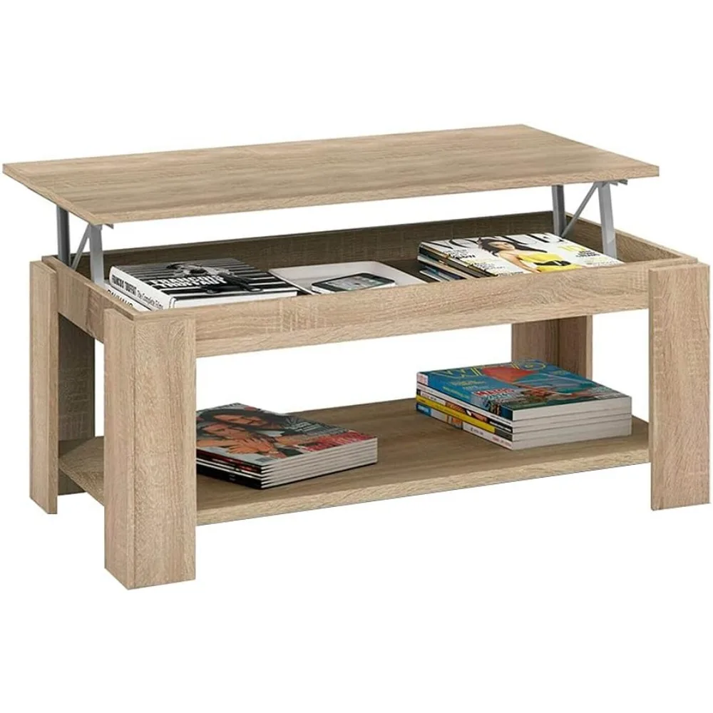 توس موبليس CTM ® Mesa Centro Premier Elevable 100x50x45/58 cm – Mesa Auxiliar para Salón con Compartimo Interior – وضع Diseño