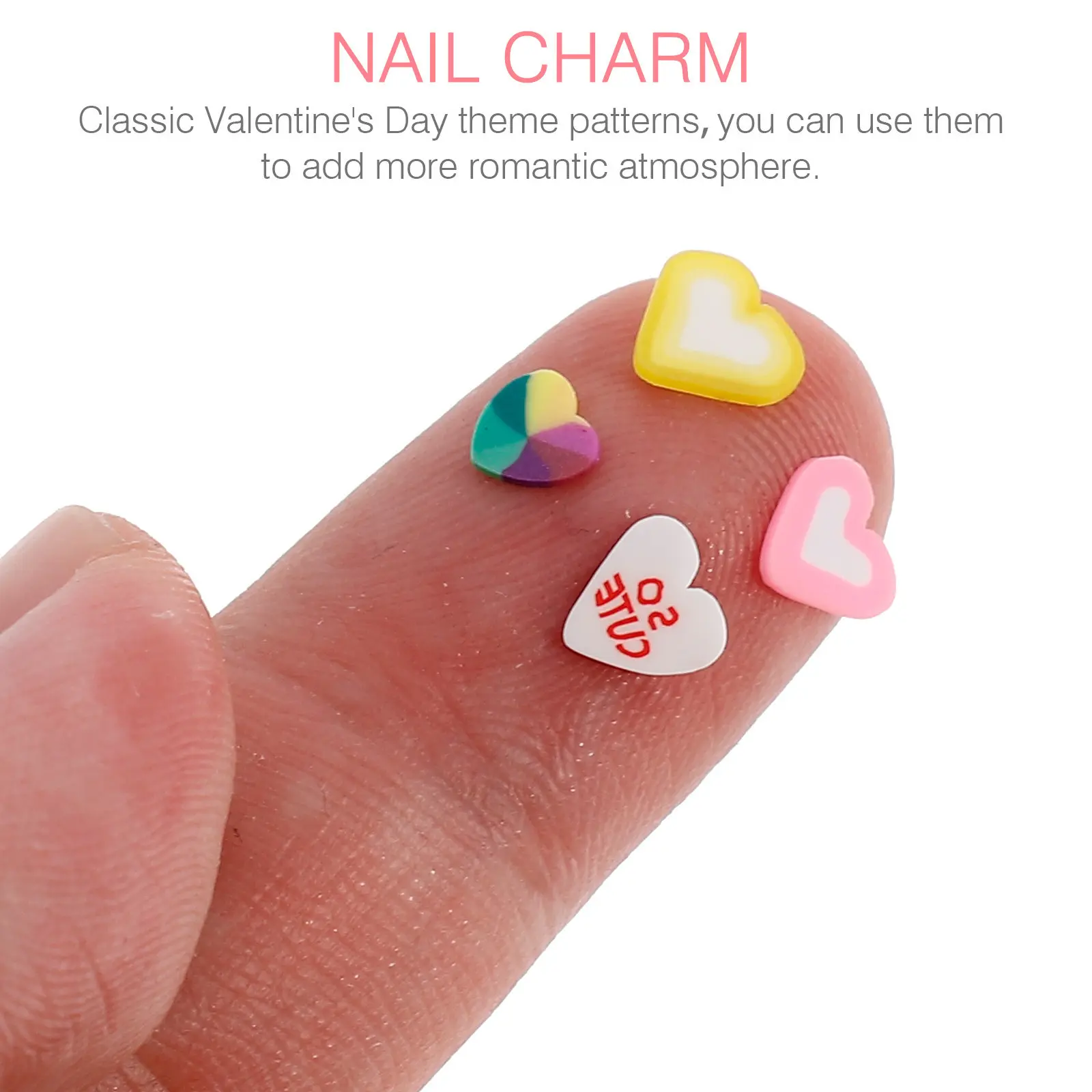 Valentine's Day Heart Nail Stickers 3 Boxes Decorative Clay Slices for Natural Artificial Nails Party Accessories