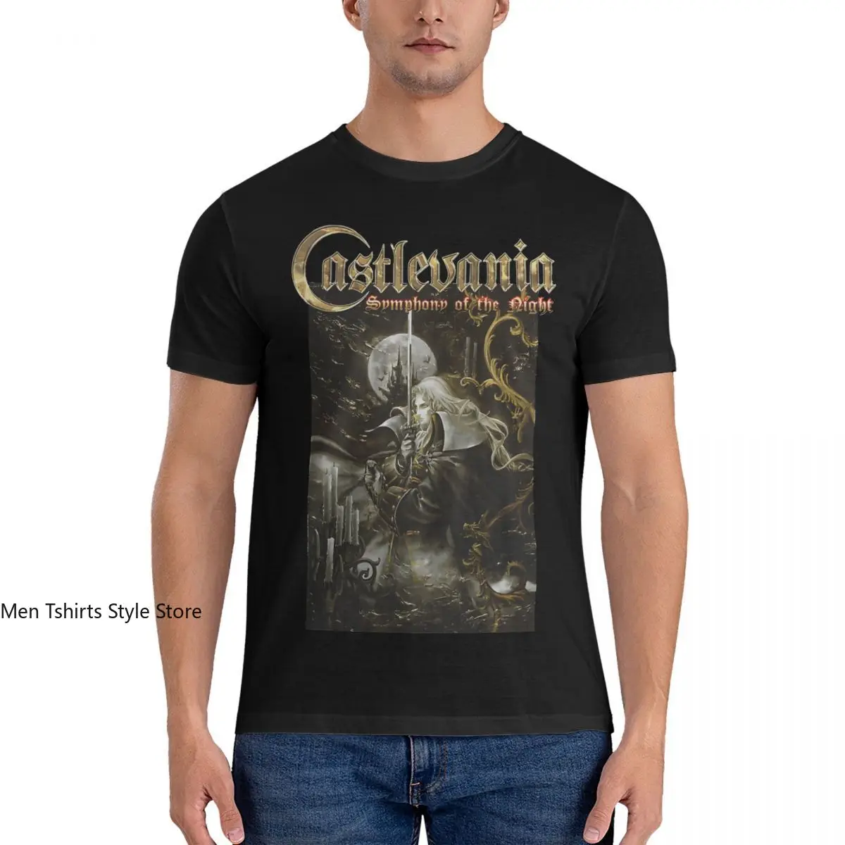 Vintage Castlevania Symphony Of The Night T-Shirt Men Crewneck Cotton T Shirt Castlevania Short Sleeve Tees 4XL 5XL 6XL Tops