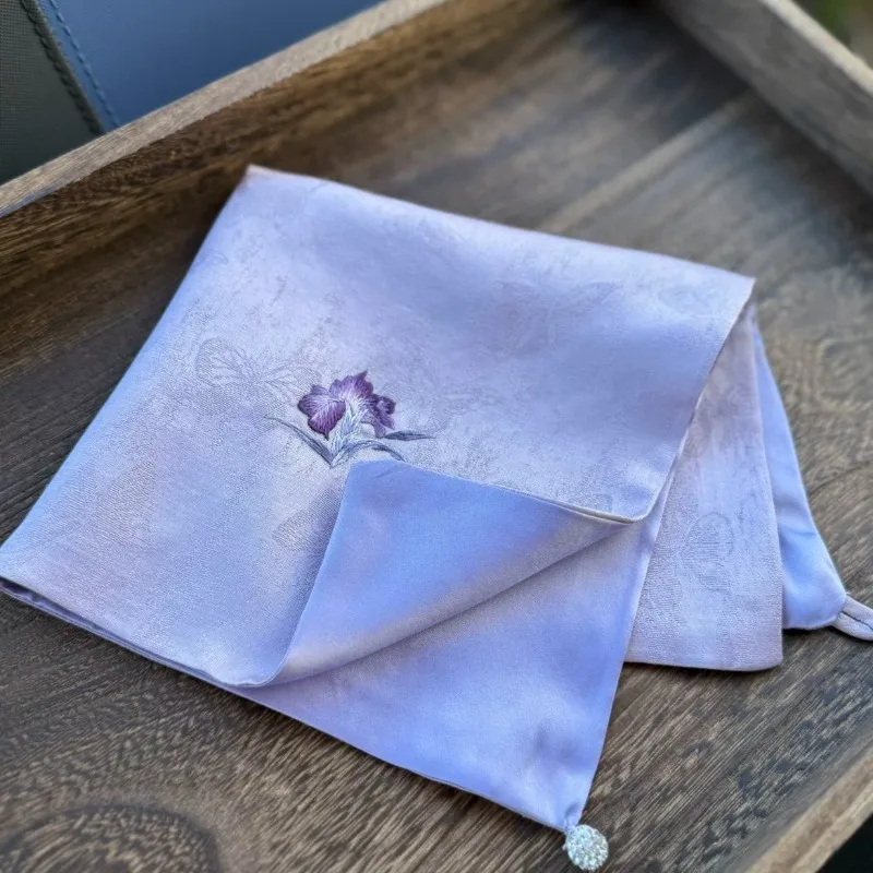 34x34CM Silk Hand Embroidered Handkerchief Gift Dancing Cheongsam Accessories
