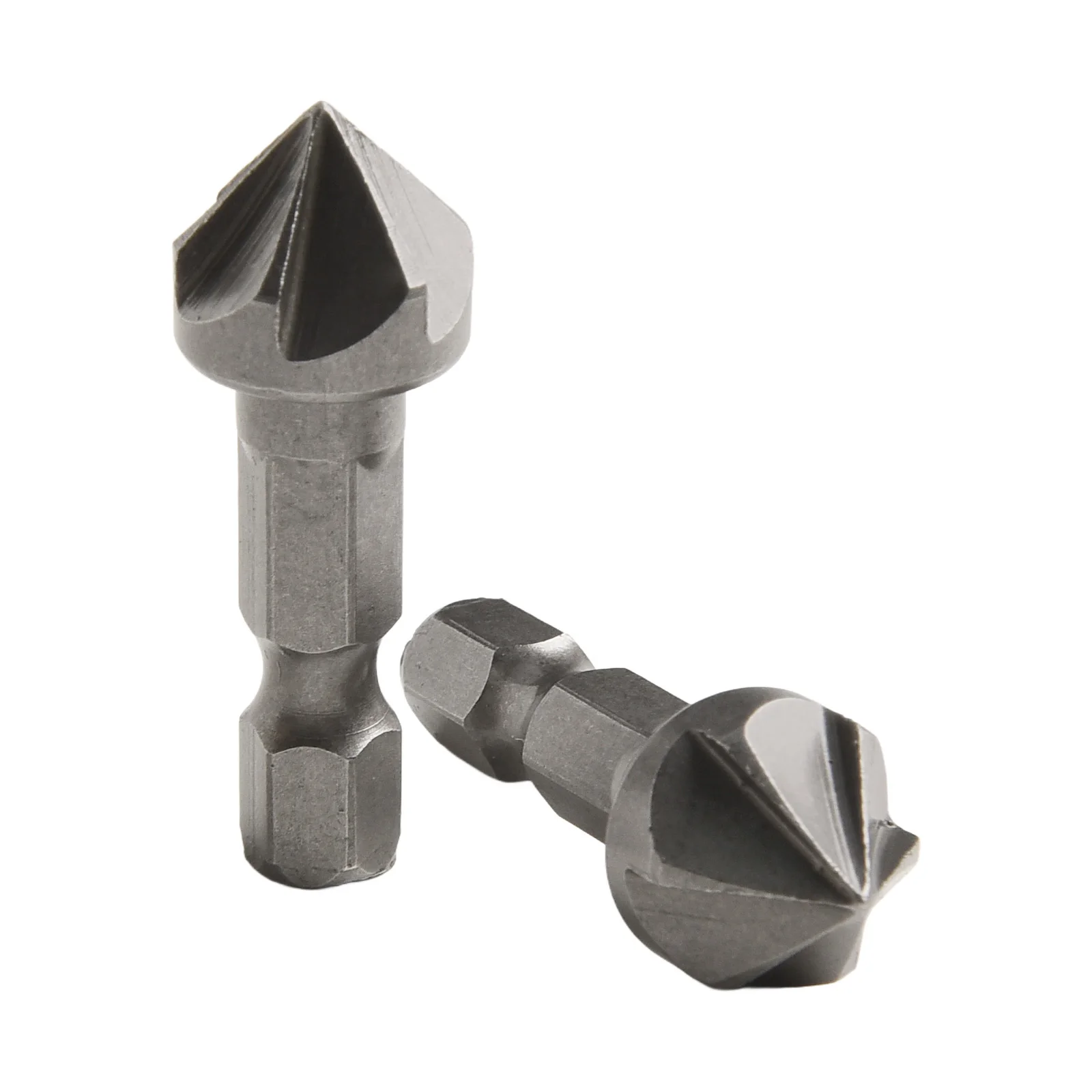 Broca de 6 flautas, broca para quitar rebabas, perforación para carpintería, corte rápido, Color plateado, tamaño 36*12,7mm, agujeros de 90 grados