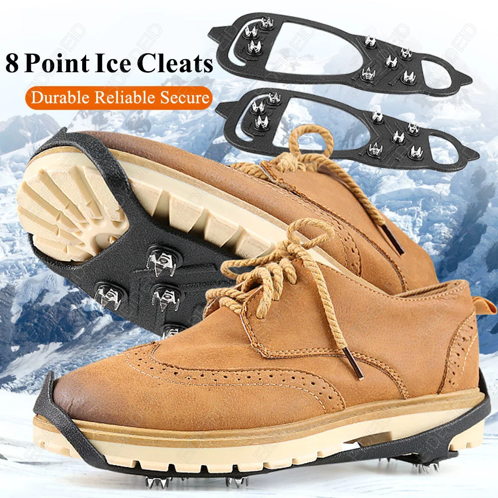 8 Teeth Ice Gripper Spike for Shoes Winter Outdoor Anti-Slip Hiking Mountain Climbing Ice Snow Crampons Anti-slip Shoe Covers
