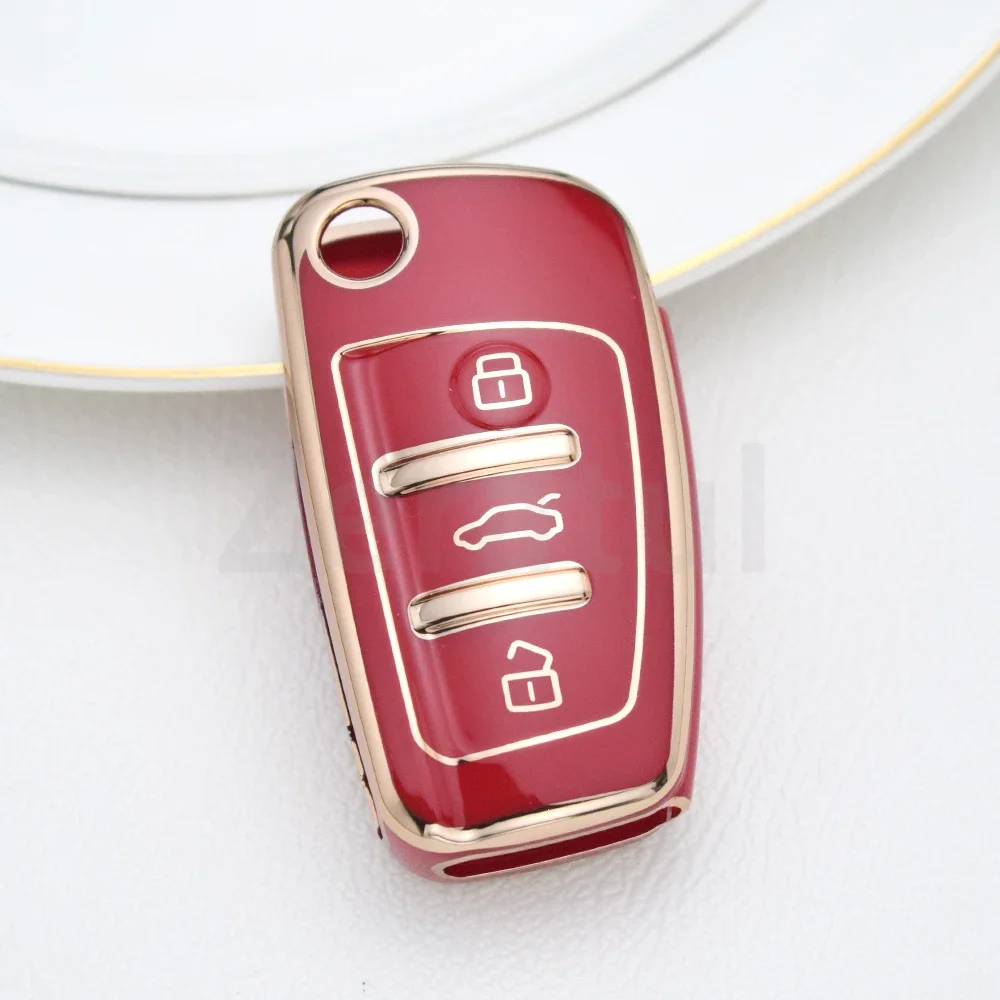 حافظة مفاتيح قابلة للطي من البولي يوريثان غطاء حقيبة لأودي A3 A4 A5 A6 A7 Q3 Q5 S6 B6 B7 B8 C6 8P 8V 8L TT RS ملحقات حماية السيارة