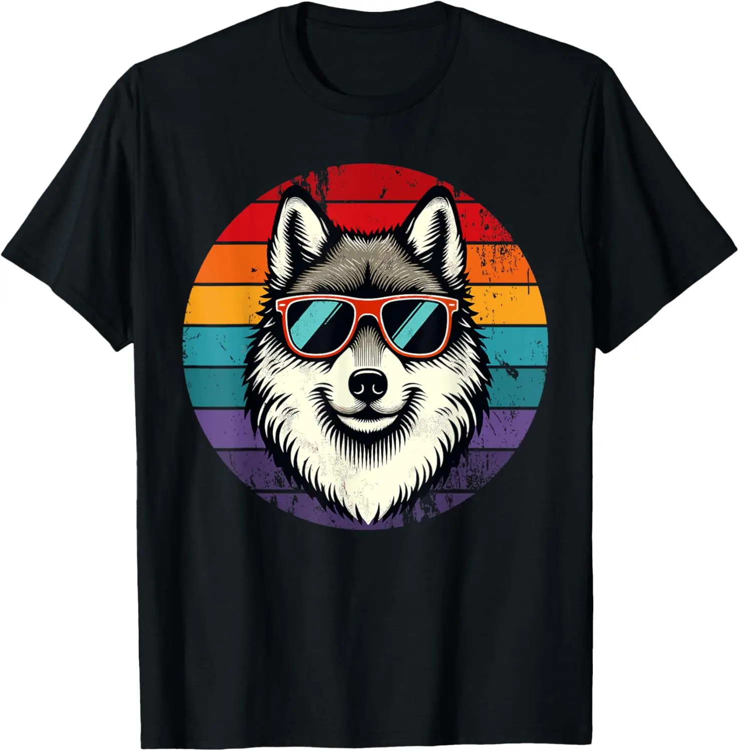 

Cool Retro Wolf in Sunglasses 70s 80s 90s Novelty Funny Wolf T-Shirt