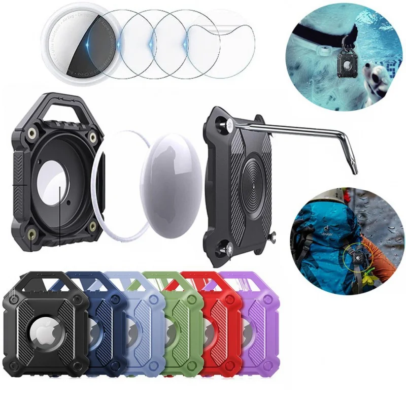 Waterproof AirTag Holder Case with Keychain, Screw Full Cover, Durable, Anti-Scratch, Fully Enclosed luggage  Key Ring Dog,Cat,K