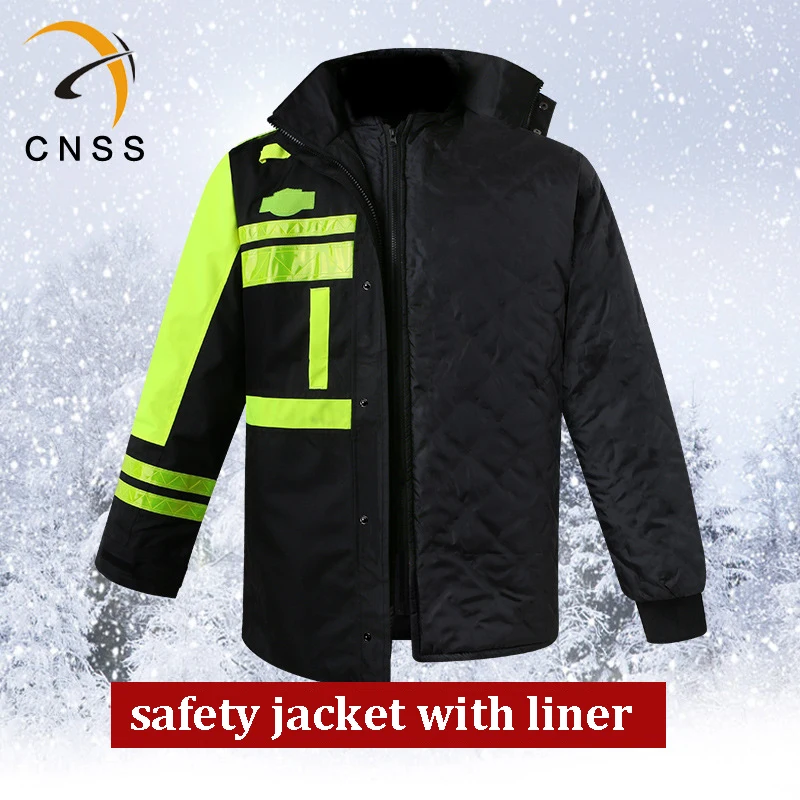 Winter High Visibility Waterproof Outdoor Jacket With Removable Liner Safety Workwear Clothing Reflective Working Clothes