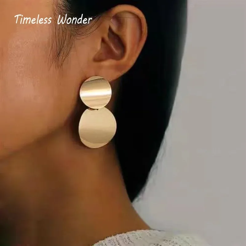 Timeless Wonder Brass Geo Polished Stud Earrings for Women Designer Jewelry Sweet Gift Brincos Trendy Luxury Statement 2252